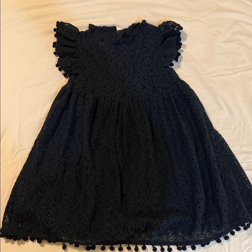 Navy Blue Lace Kids Dress